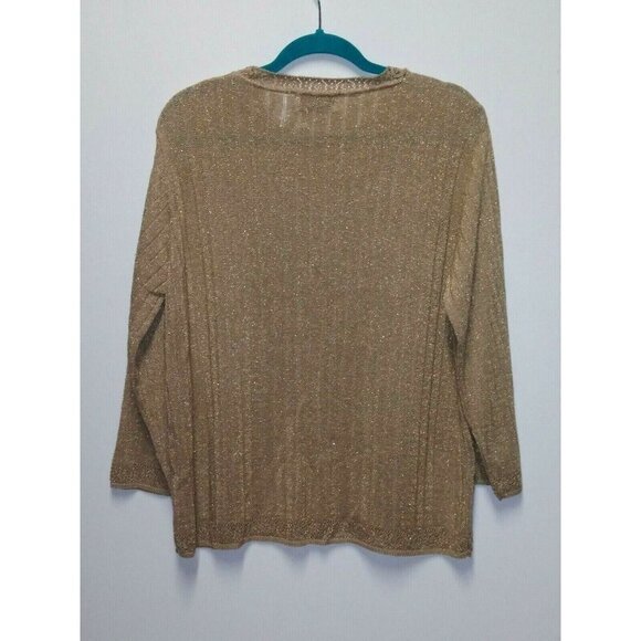 womens Sparkly Gold Top Party/cocktail pullover Sz L Holidays Christmas RELAXED - Picture 11 of 11
